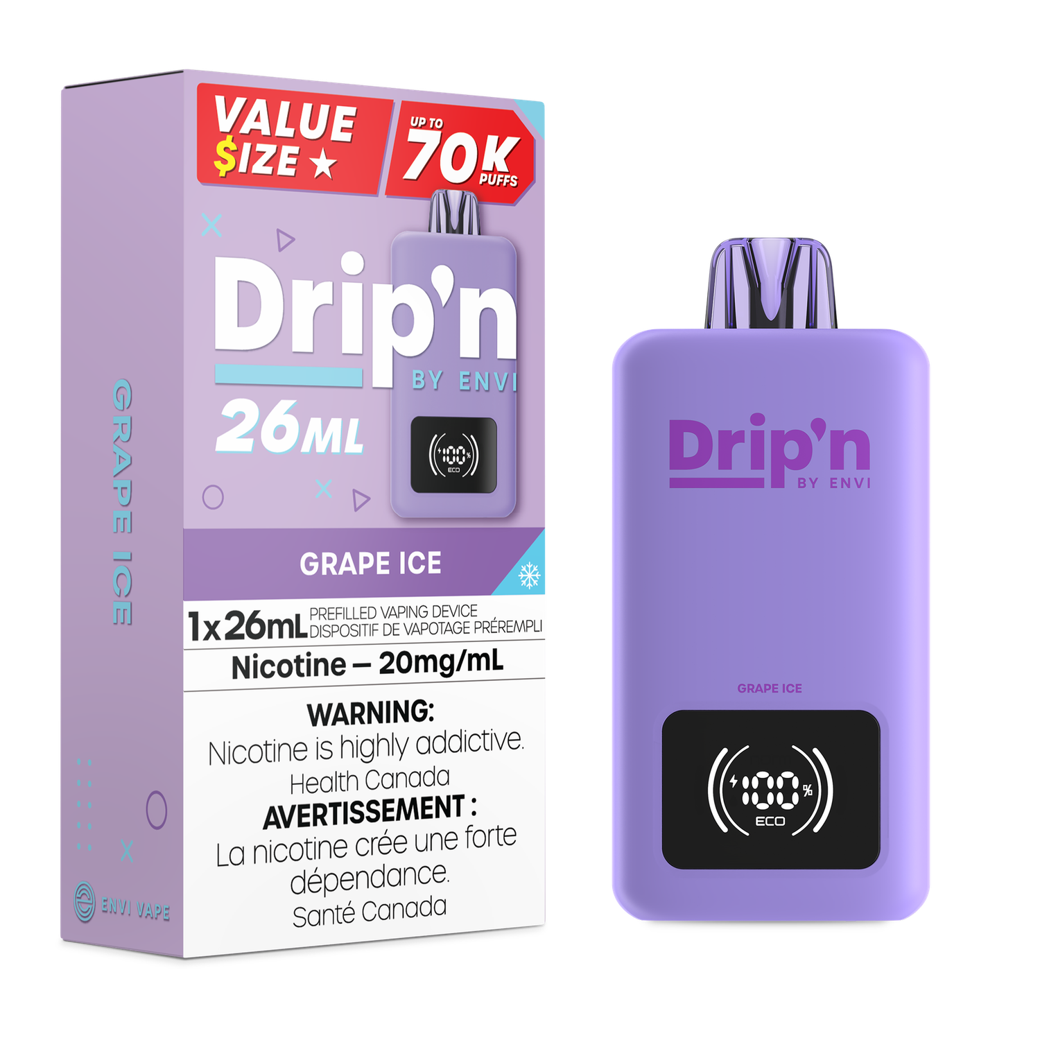 Grape Ice - Drip'n by Envi 26mL Disposable, Nicotine: 20mg