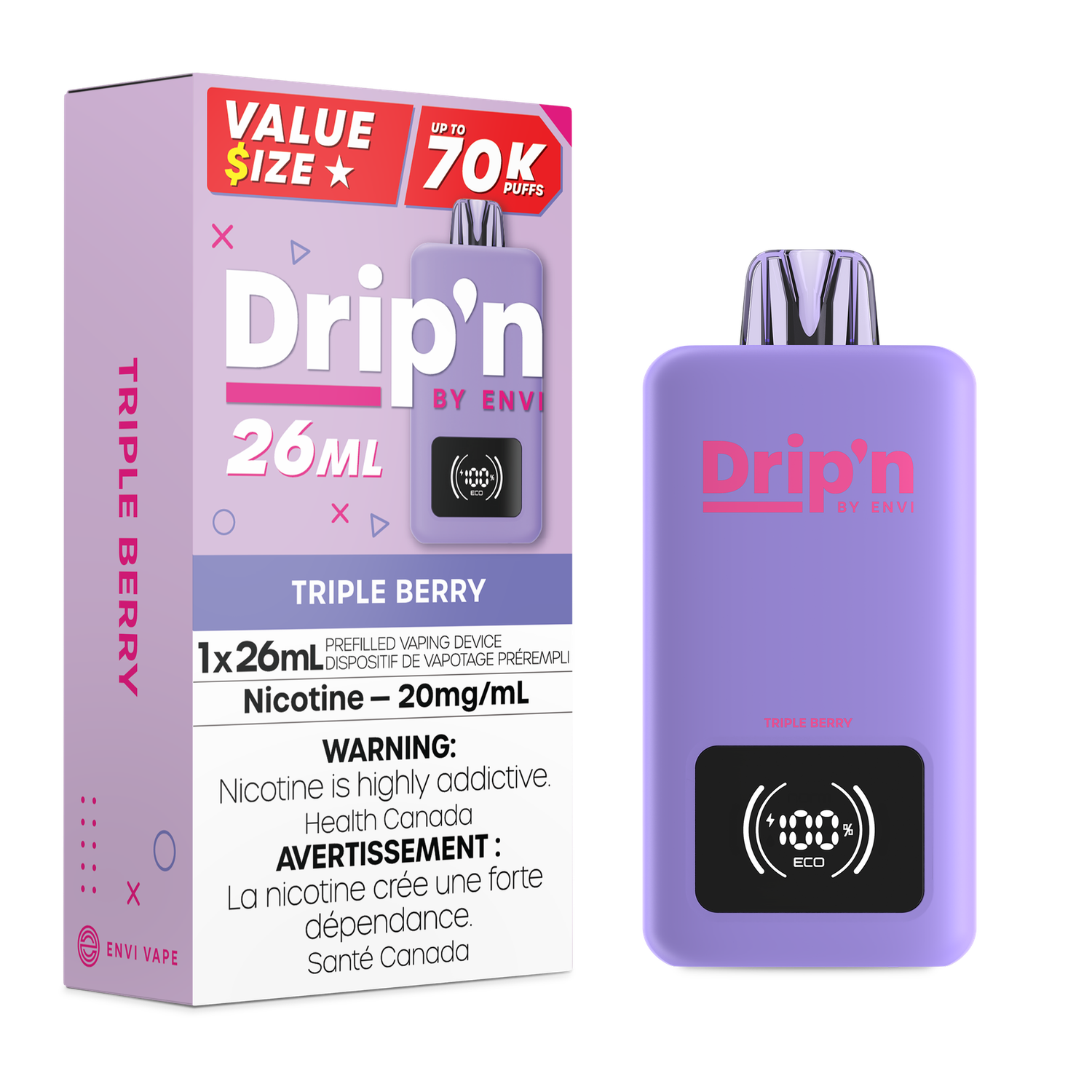 Triple Berry - Drip'n by Envi 26mL Disposable, Nicotine: 20mg