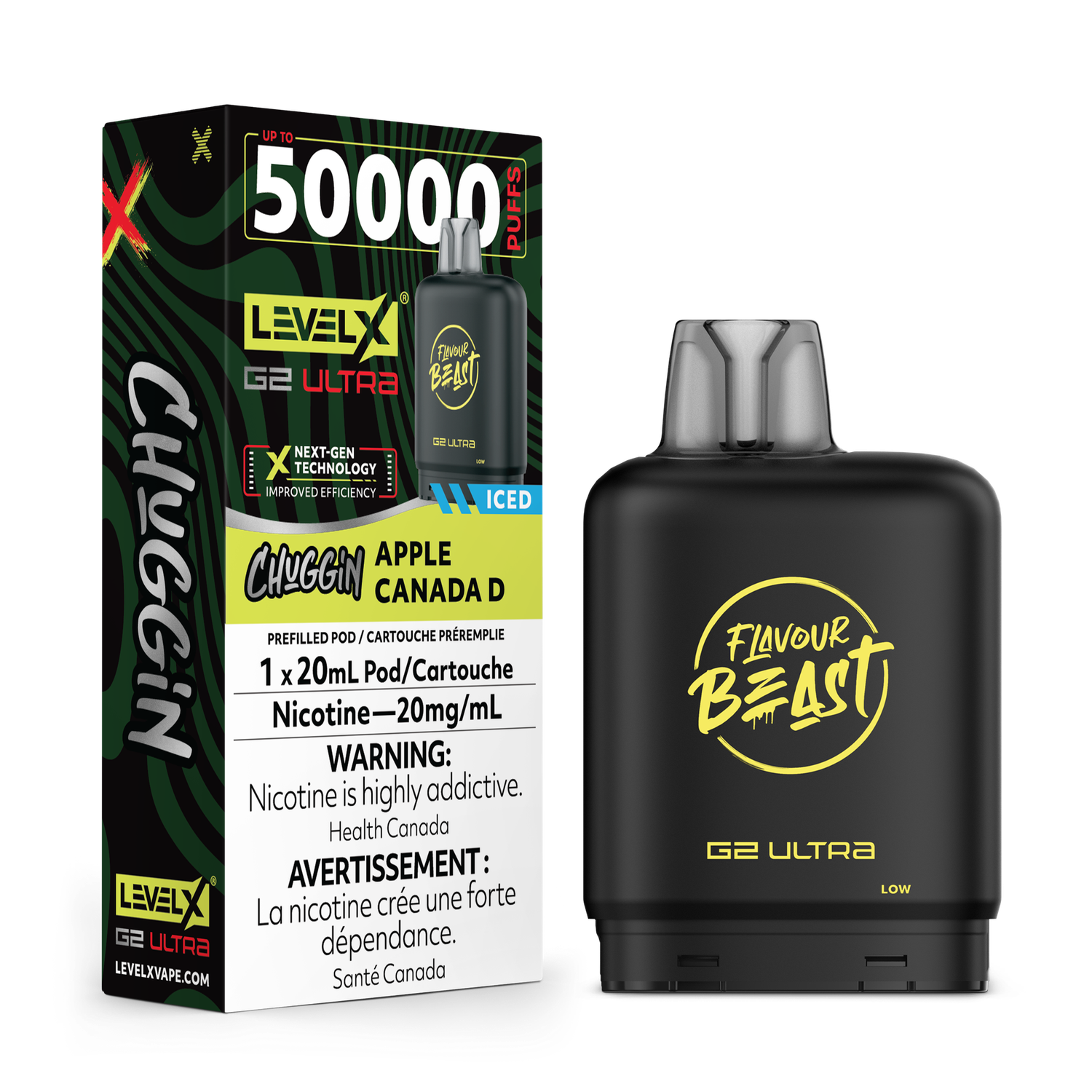 Chuggin' Apple Canada D Flavour Beast Level X G2 Ultra Pod, Nicotine: 20mg