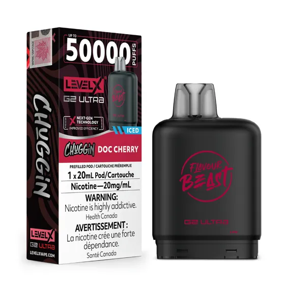 Chuggin' Doc Cherry Flavour Beast Level X G2 Ultra Pod, Nicotine: 20mg (Discontinued)