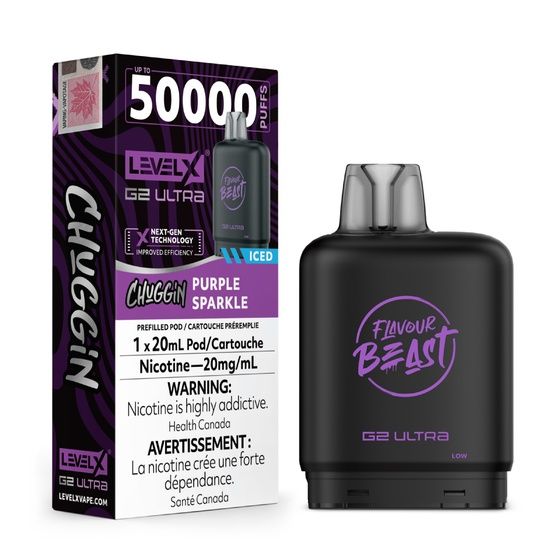 Chuggin' Purple Sparkle Flavour Beast Level X G2 Ultra Pod, Nicotine: 20mg