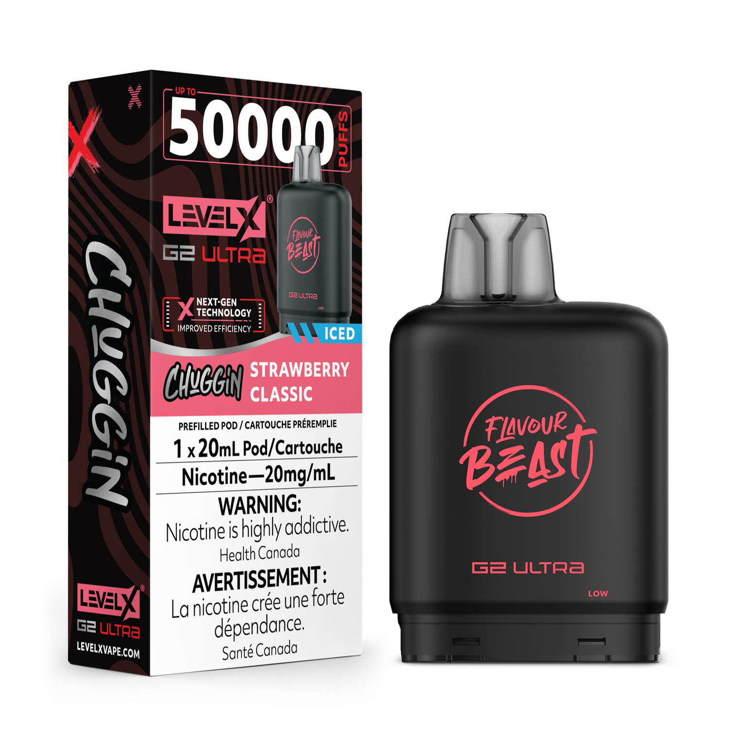 Chuggin' Strawberry Classic Flavour Beast Level X G2 Ultra Pod, Nicotine: 20mg