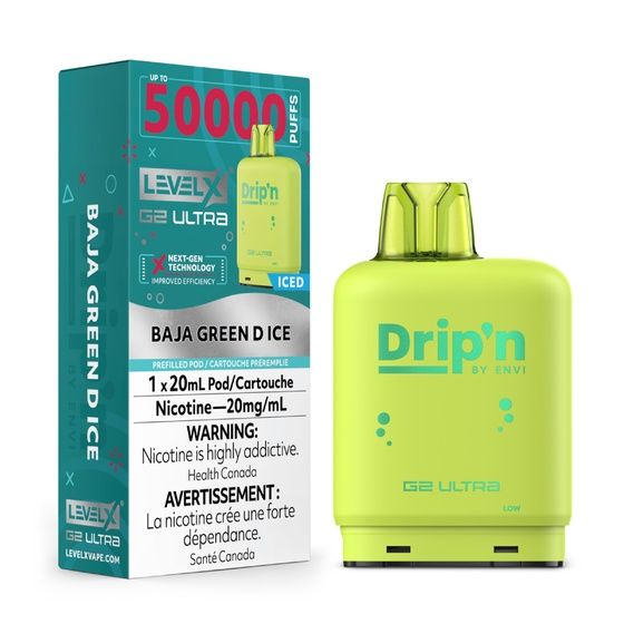 Baja Green D Ice Drip'n Level X G2 Ultra Pod, Nicotine: 20mg