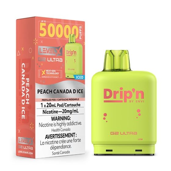 Peach Canada D Ice Drip'n Level X G2 Ultra Pod, Nicotine: 20mg