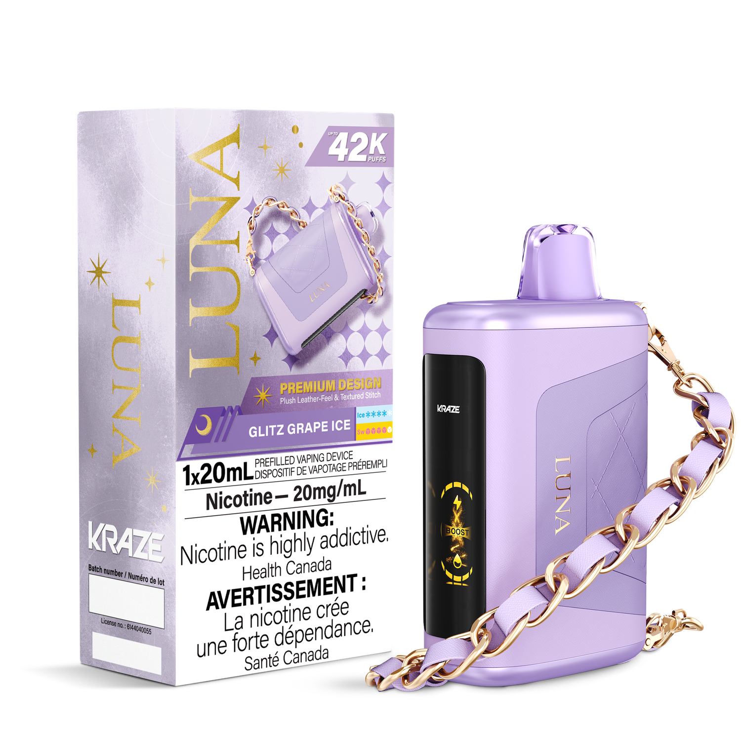 Glitz Grape Ice - Kraze Luna Disposable, Nicotine: 20mg