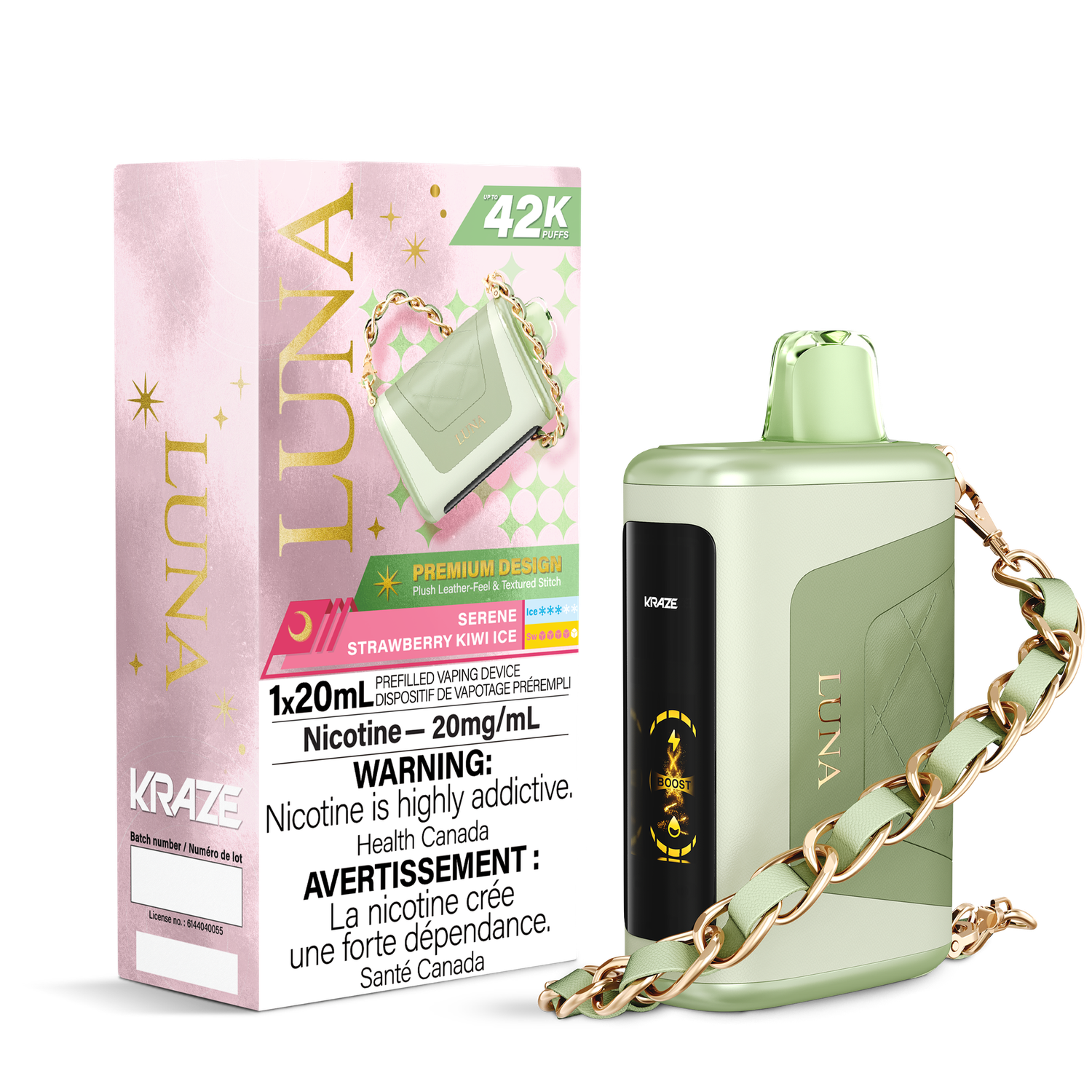 Serene Strawberry Kiwi Ice - Kraze Luna Disposable, Nicotine: 20mg