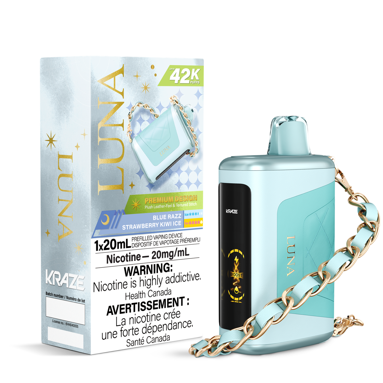 Blue Razz Strawberry Kiwi Ice - Kraze Luna Disposable, Nicotine: 20mg