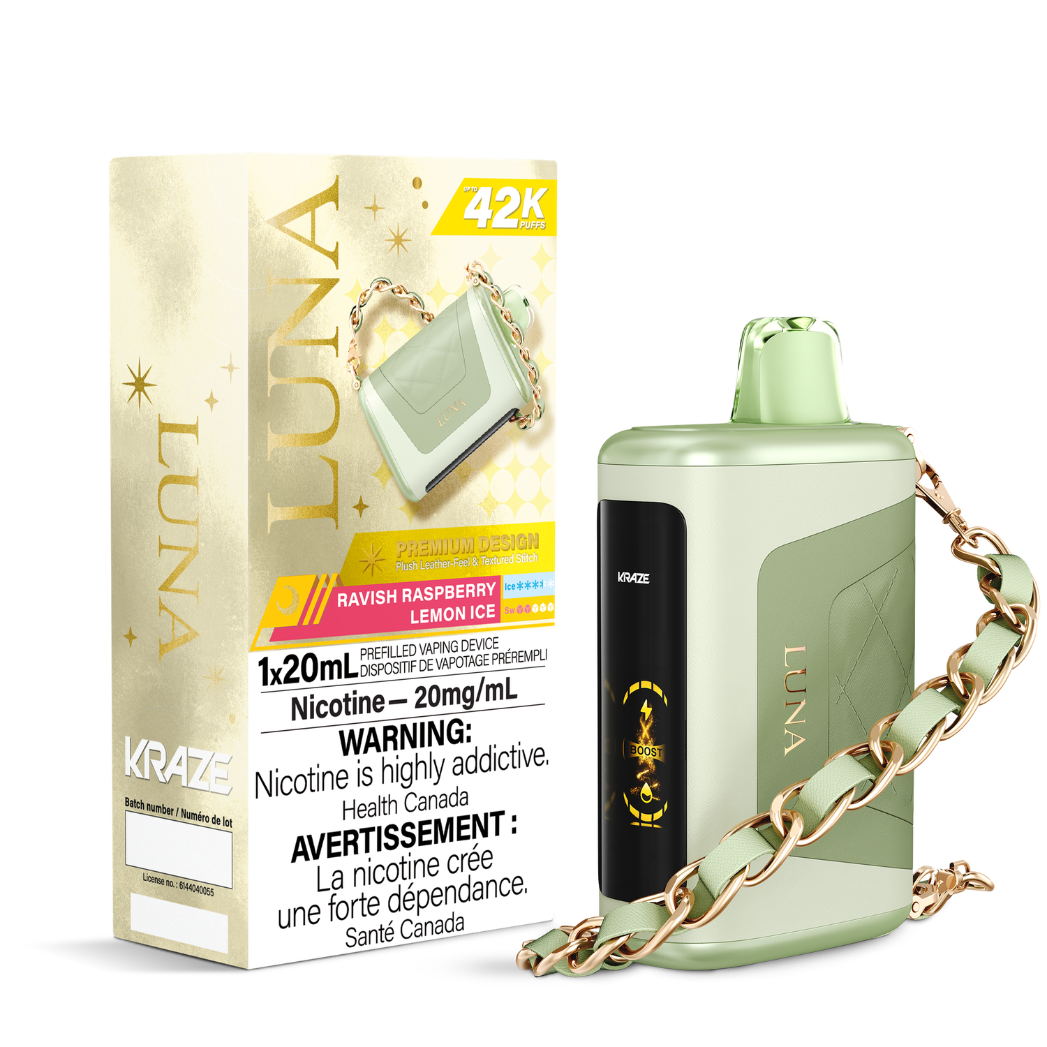 Ravish Raspberry Lemon Ice - Kraze Luna Disposable, Nicotine: 20mg