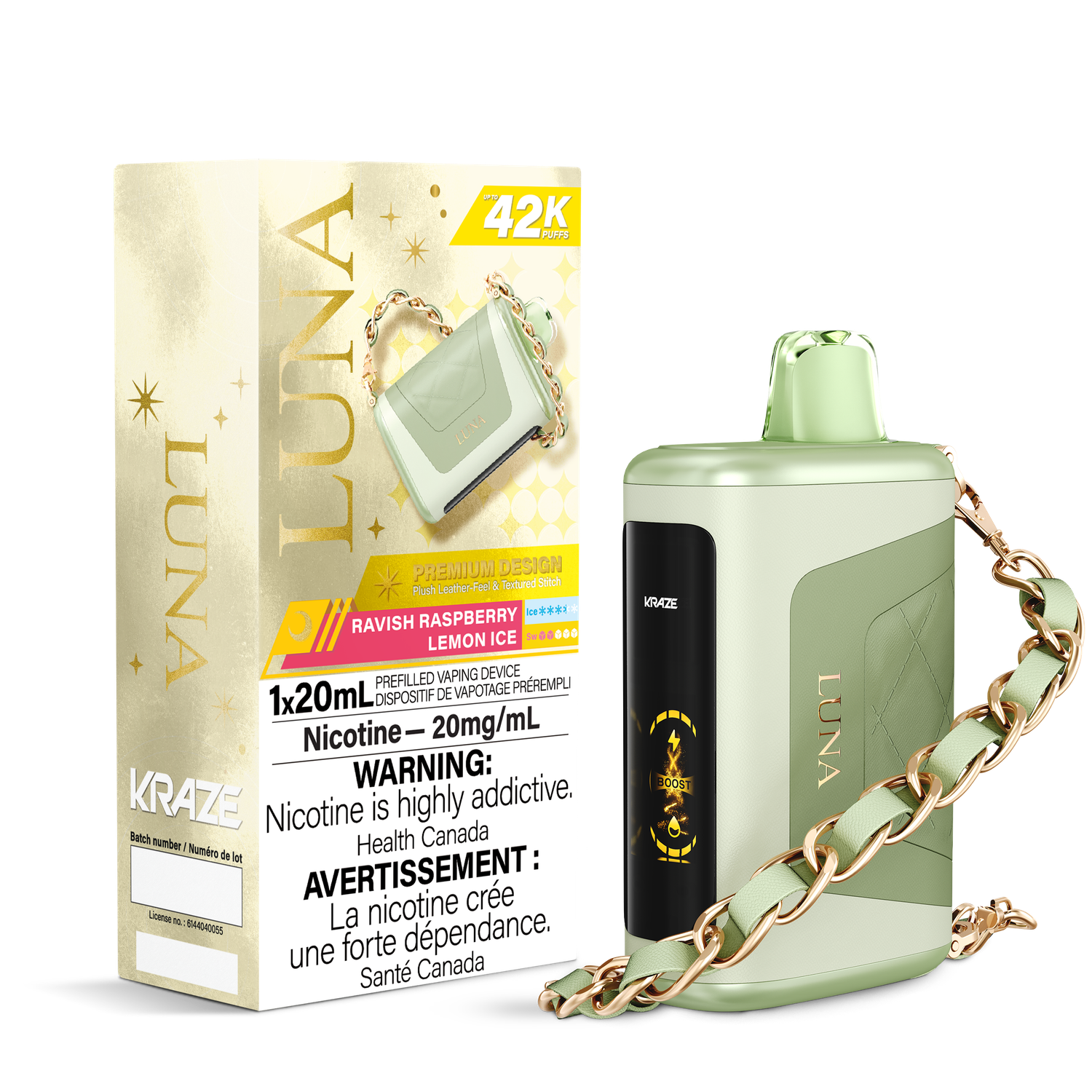 Ravish Raspberry Lemon Ice - Kraze Luna Disposable, Nicotine: 20mg (Discontinued)