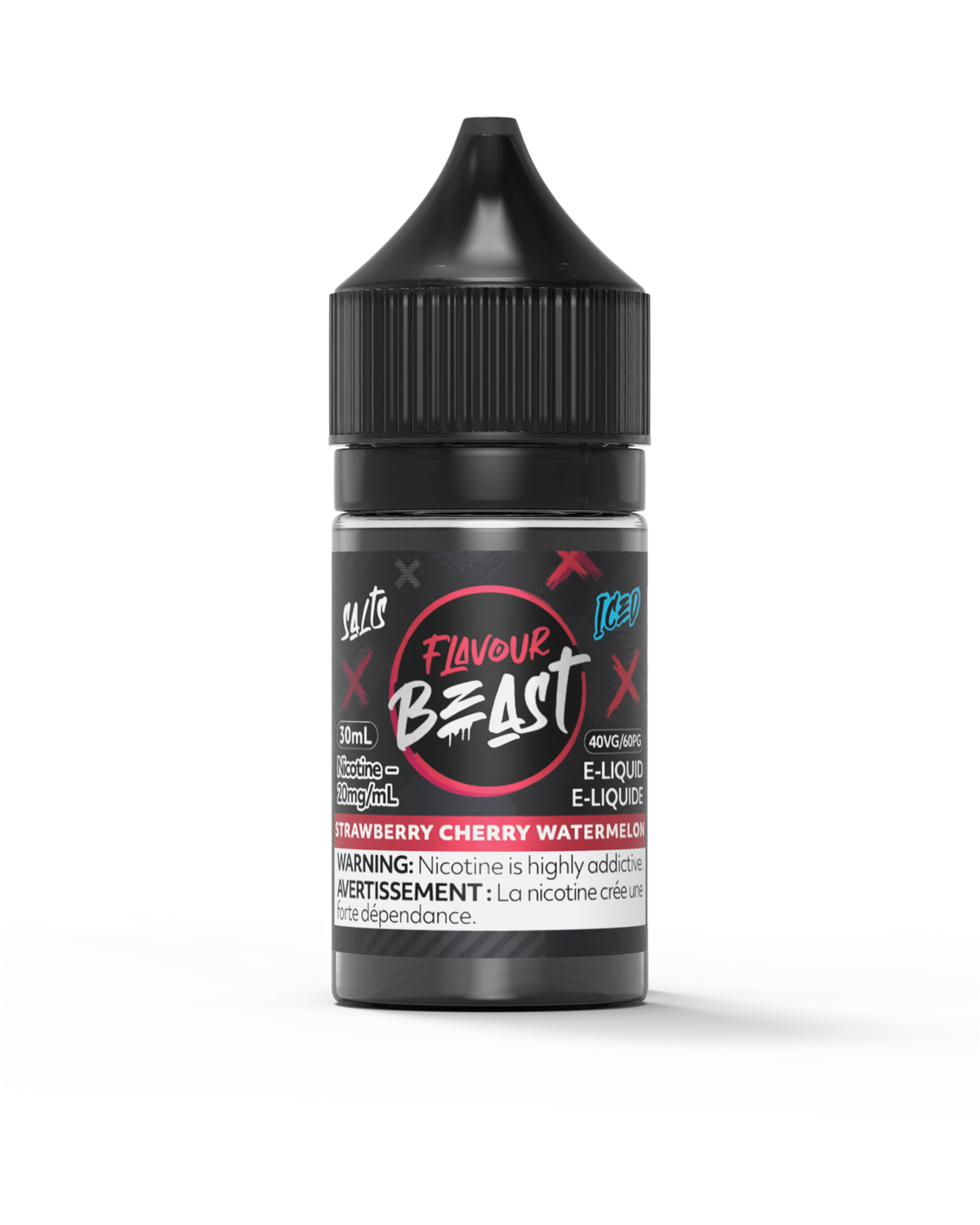 Strawberry Cherry Watermelon Iced by Flavour Beast Salt, Nicotine: 20mg, Size: 30ml