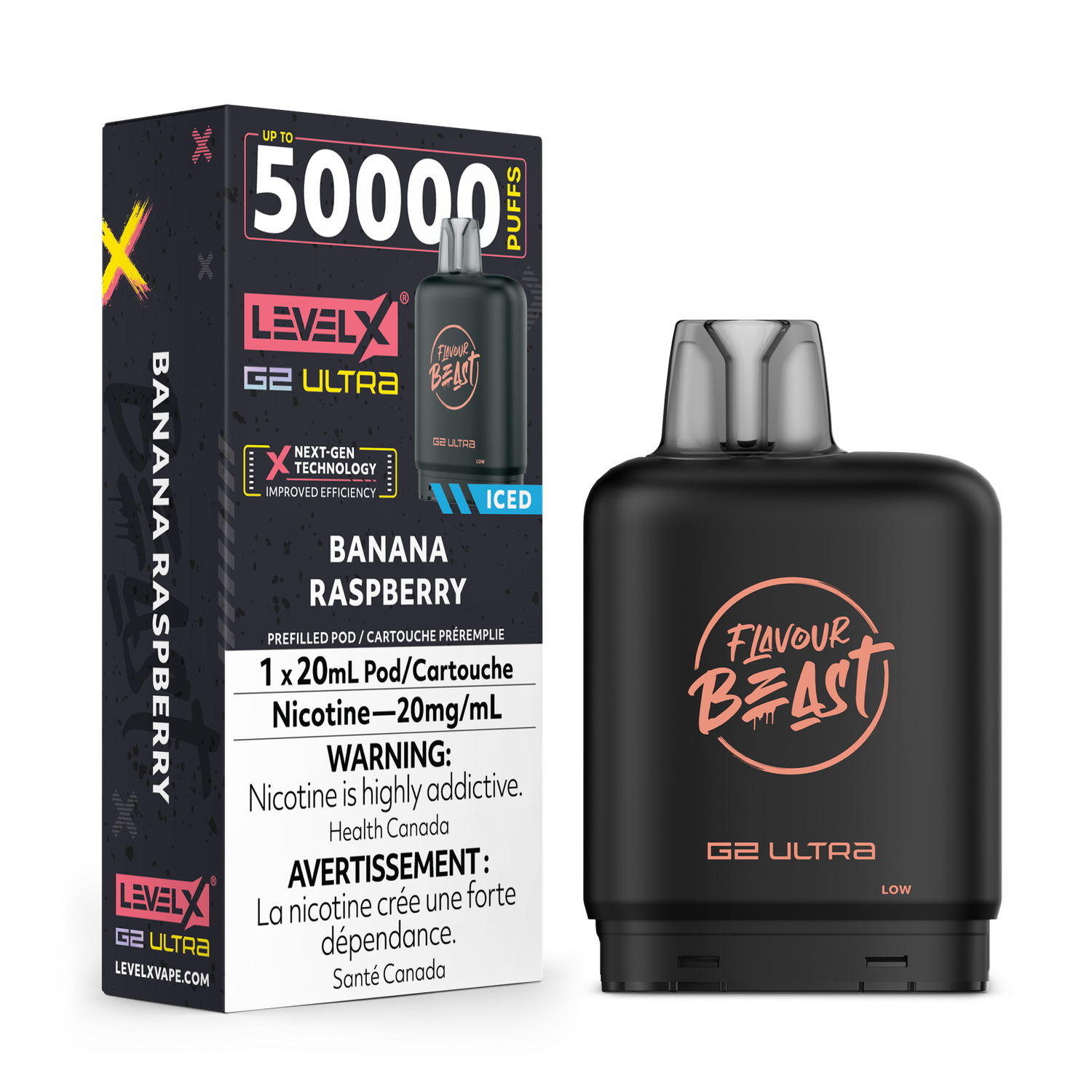 Banana Raspberry Iced Flavour Beast Level X G2 Ultra Pod, Nicotine: 20mg