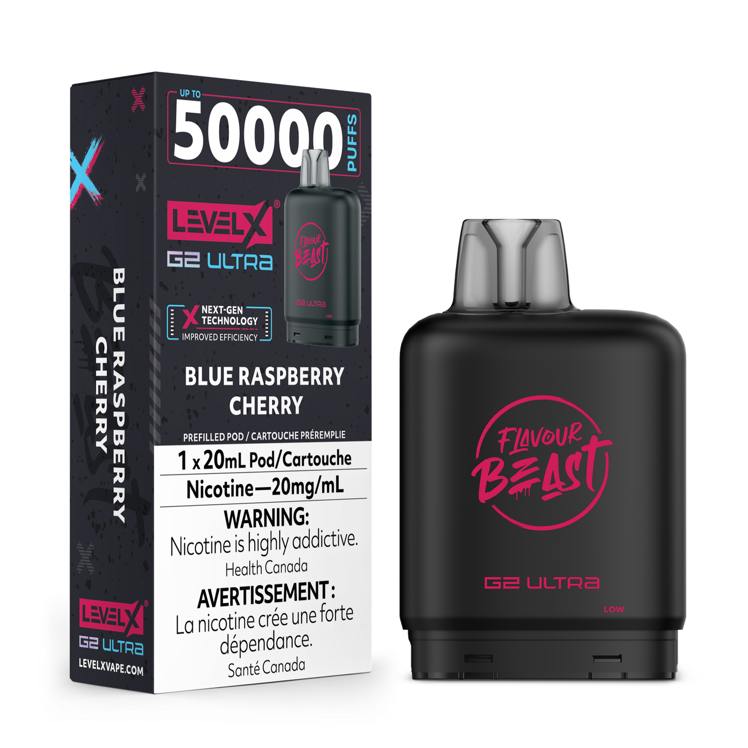 Blue Raspberry Cherry Flavour Beast Level X G2 Ultra Pod, Nicotine: 20mg