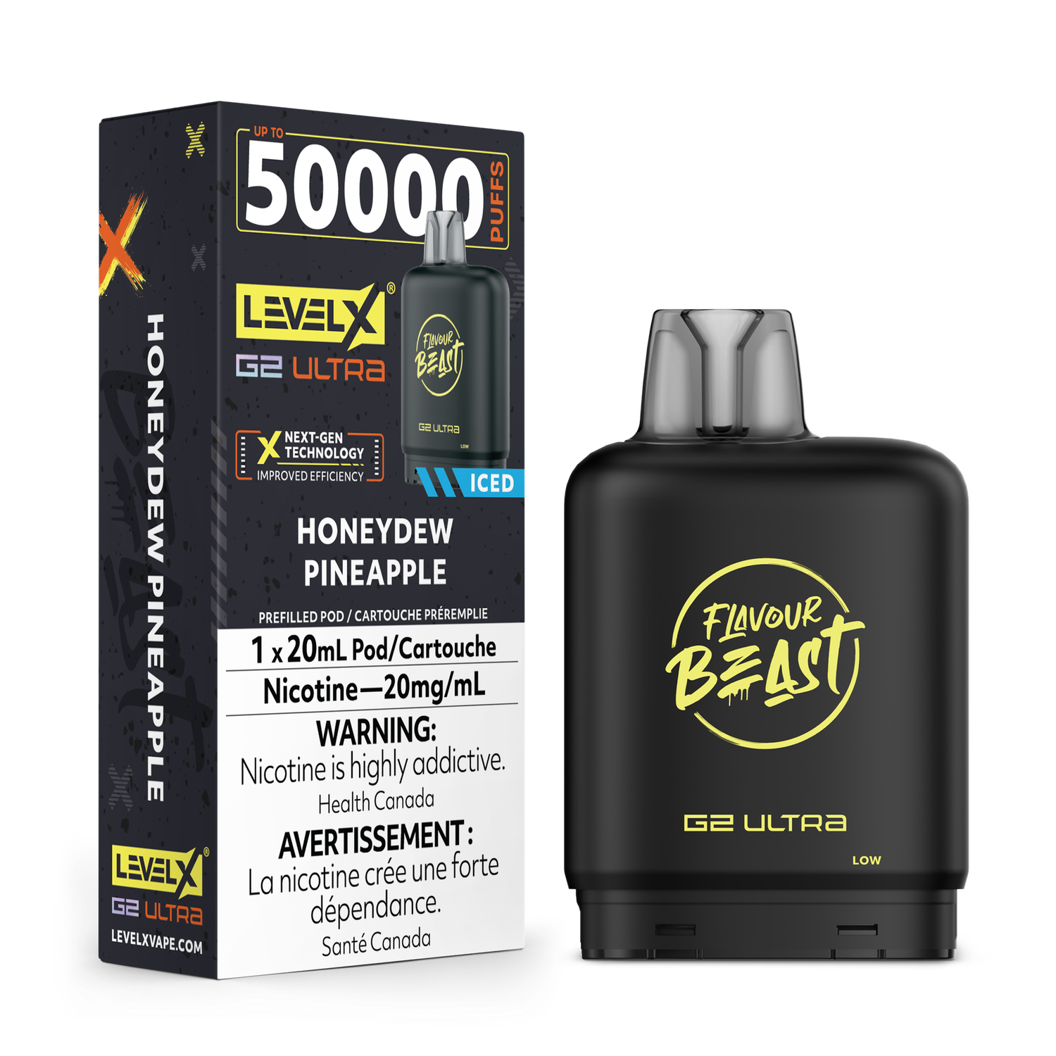 Honeydew Pineapple Iced Flavour Beast Level X G2 Ultra Pod, Nicotine: 20mg