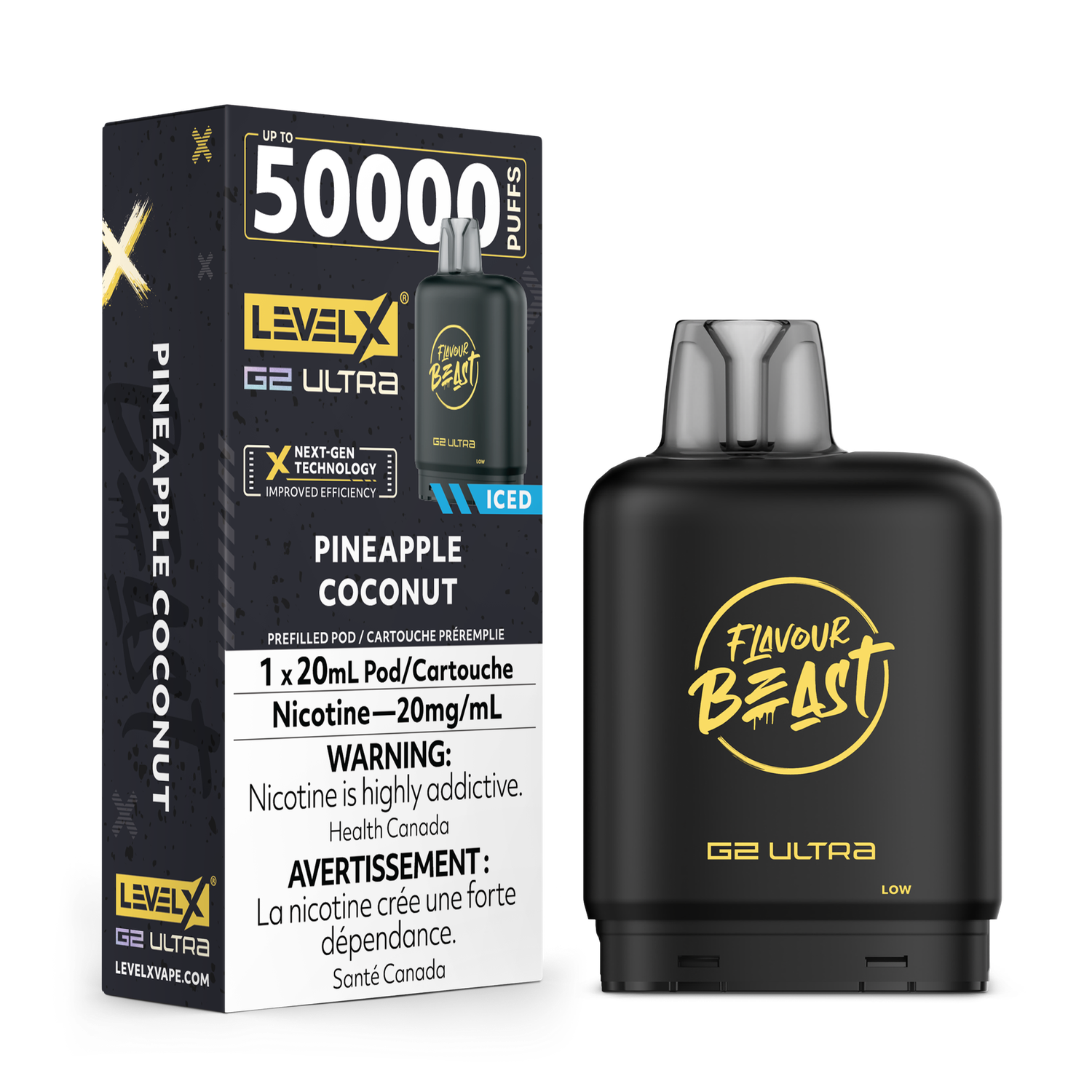Pineapple Coconut Ice Flavour Beast Level X G2 Ultra Pod, Nicotine: 20mg