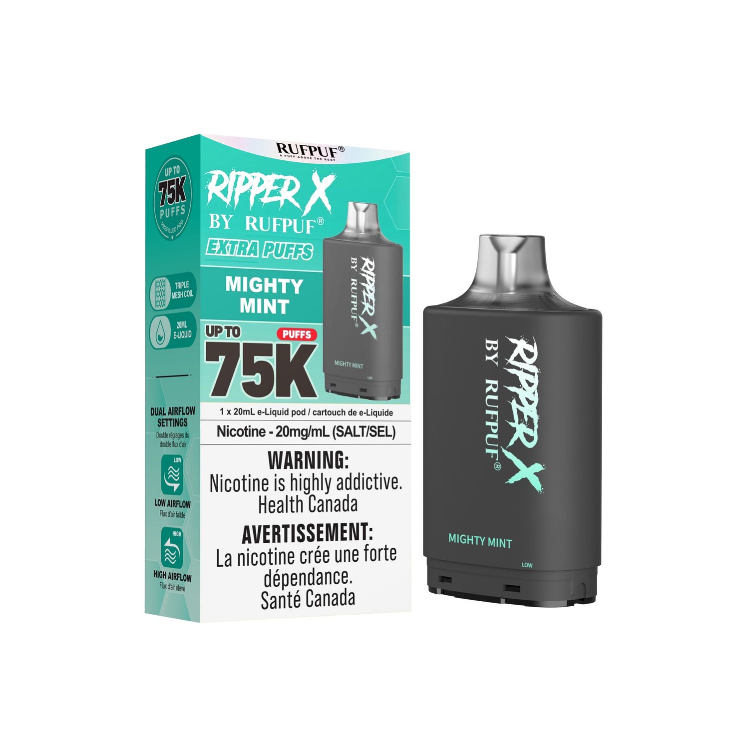 Mighty Mint Ripper X 75K Pod, Nicotine: 20mg