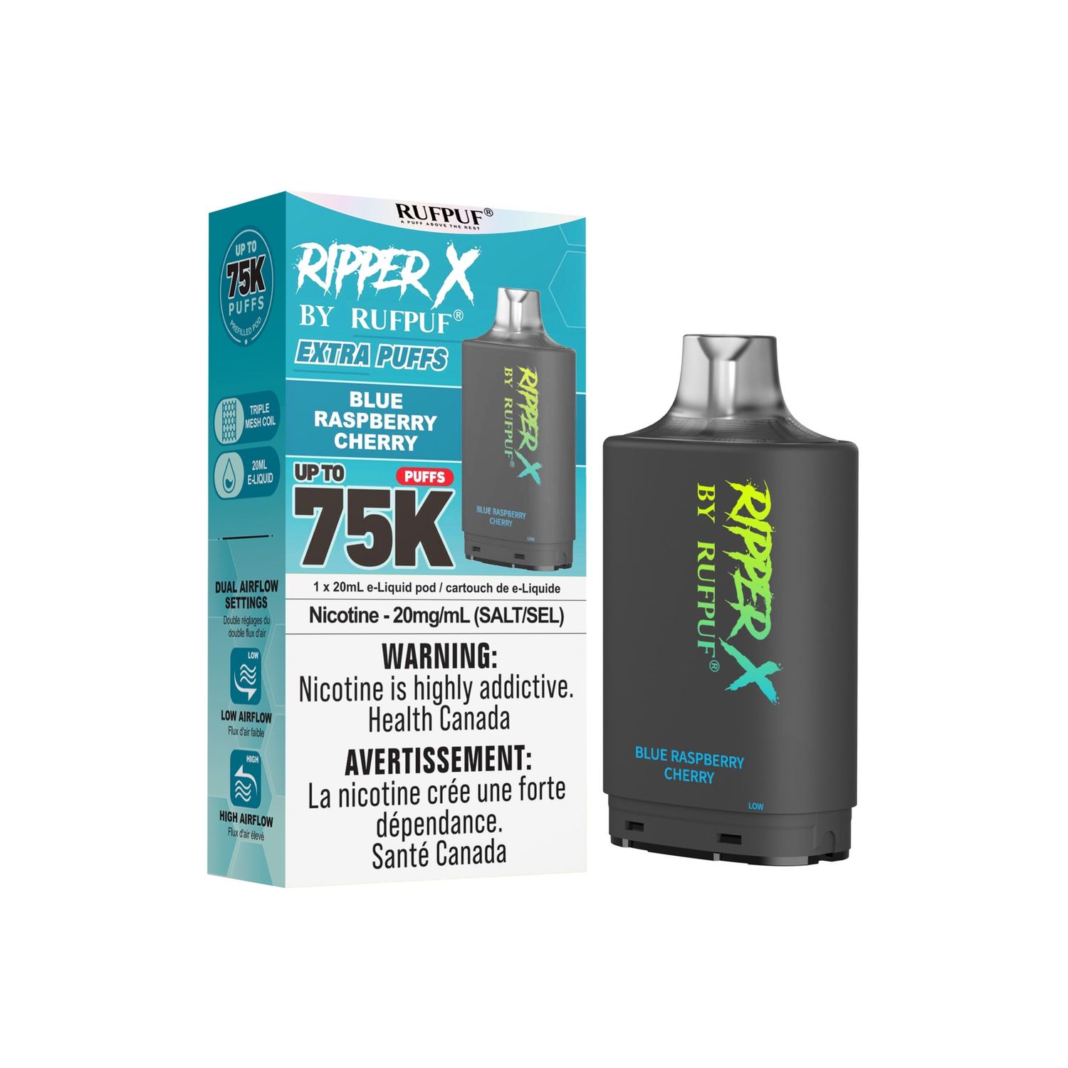 Blue Raspberry Cherry Ripper X 75K Pod, Nicotine: 20mg