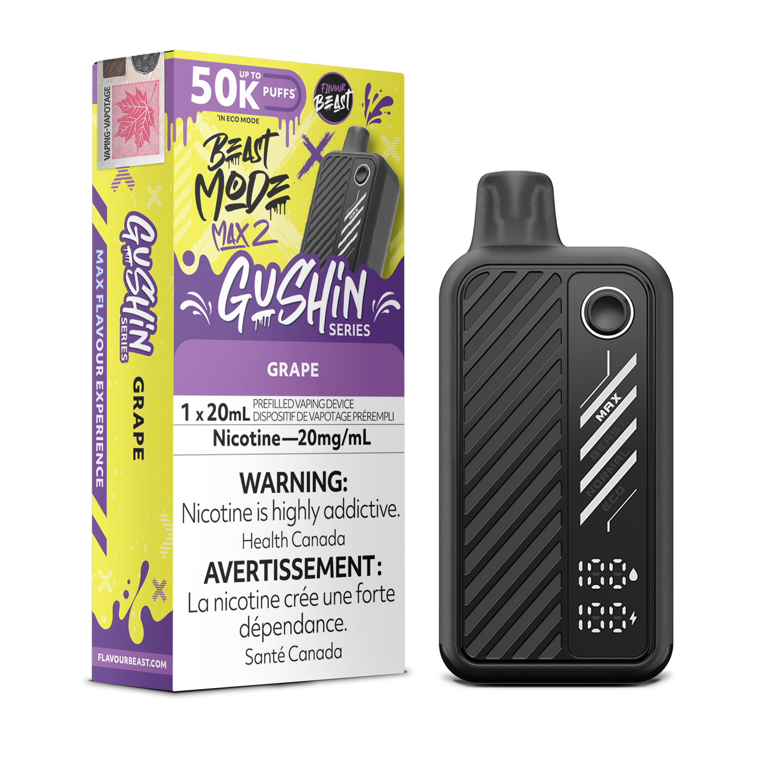 Gushin' Grape - Flavour Beast Beast Mode Max 2 Disposable, Nicotine: 20mg