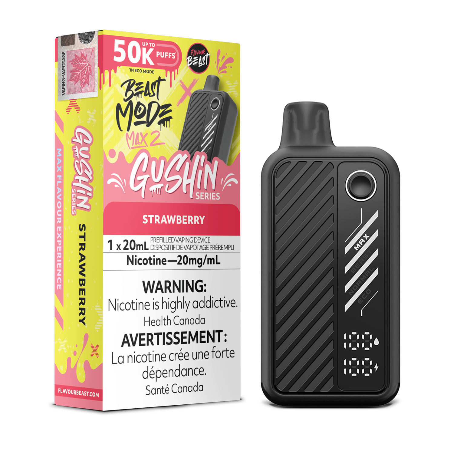 Gushin' Strawberry - Flavour Beast Beast Mode Max 2 Disposable, Nicotine: 20mg