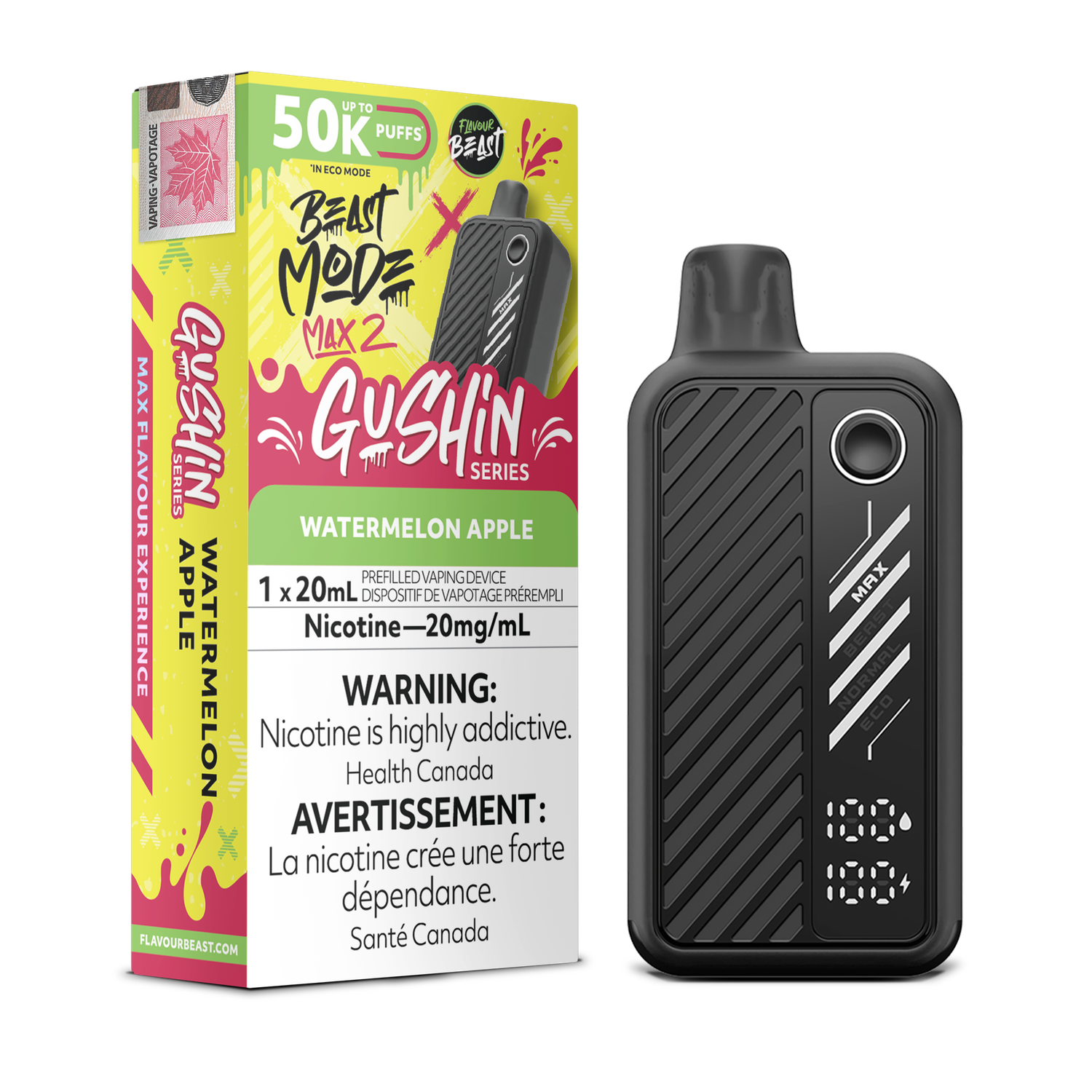 Gushin' Watermelon Apple - Flavour Beast Beast Mode Max 2 Disposable, Nicotine: 20mg