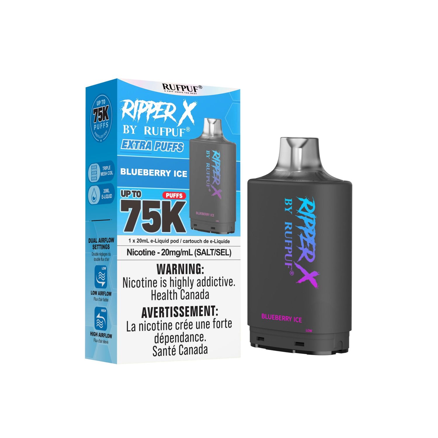 Blueberry Ice Ripper X 75K Pod, Nicotine: 20mg