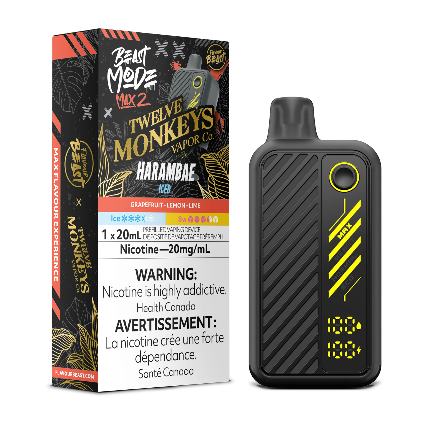 Harambae Iced - Flavour Beast Beast Mode Max 2 Disposable, Nicotine: 20mg (Discontinued)