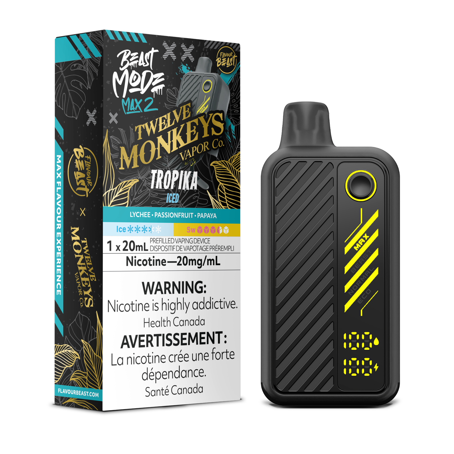 Tropika Iced - Flavour Beast Beast Mode Max 2 Disposable, Nicotine: 20mg (Discontinued)