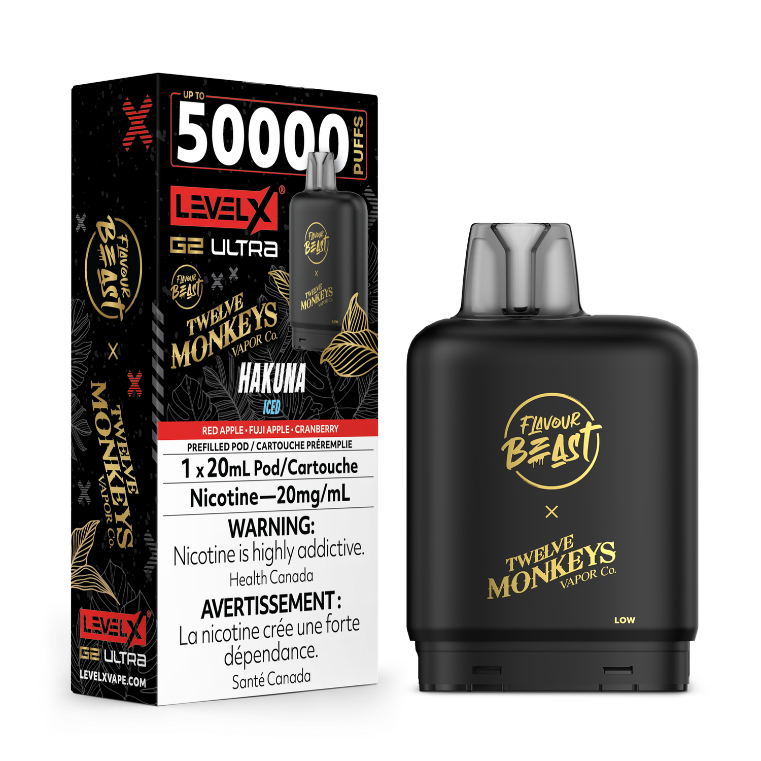 Hakuna Iced Flavour Beast x Twelve Monkeys Level X G2 Ultra Pod, Nicotine: 20mg