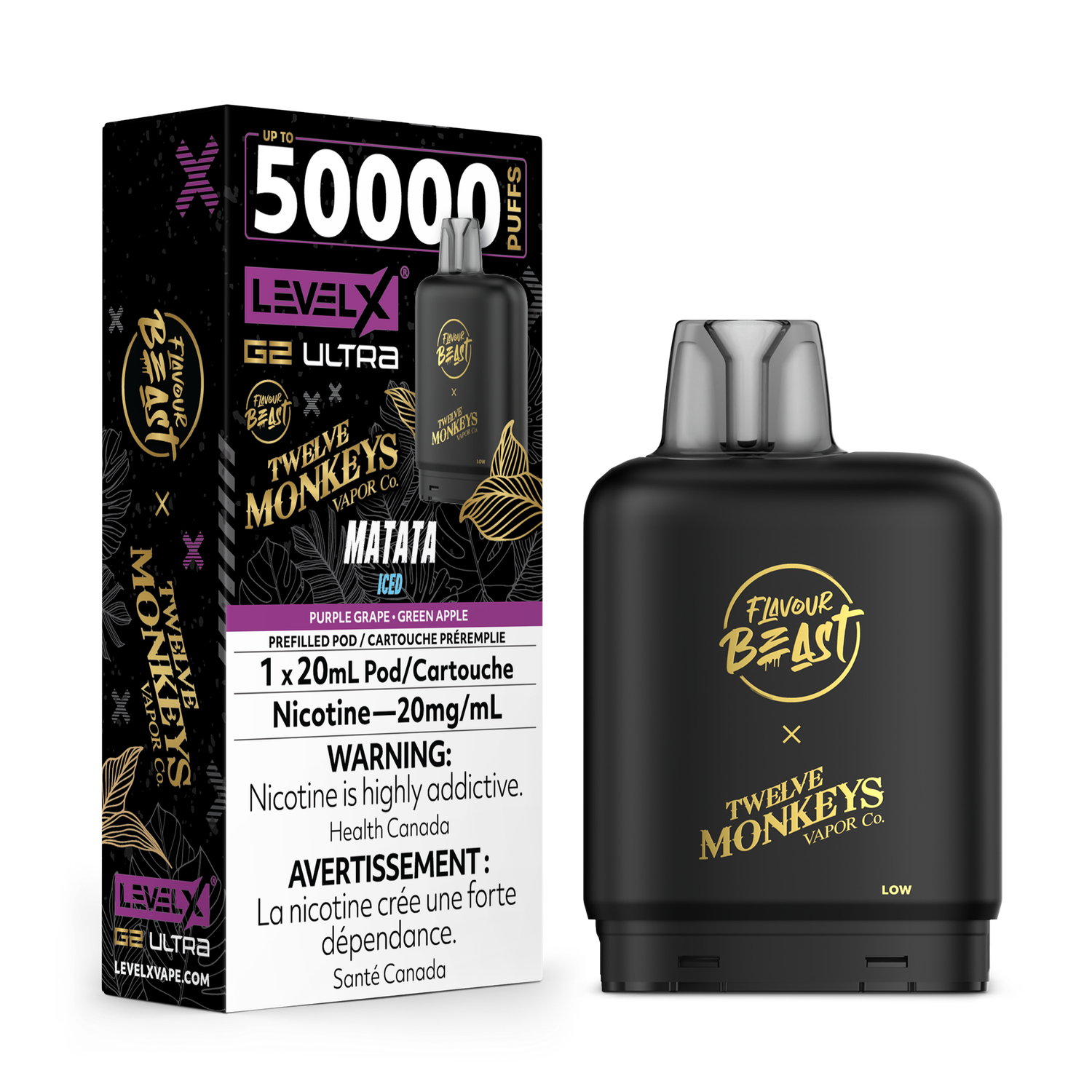Matata Iced Flavour Beast x Twelve Monkeys Level X G2 Ultra Pod, Nicotine: 20mg