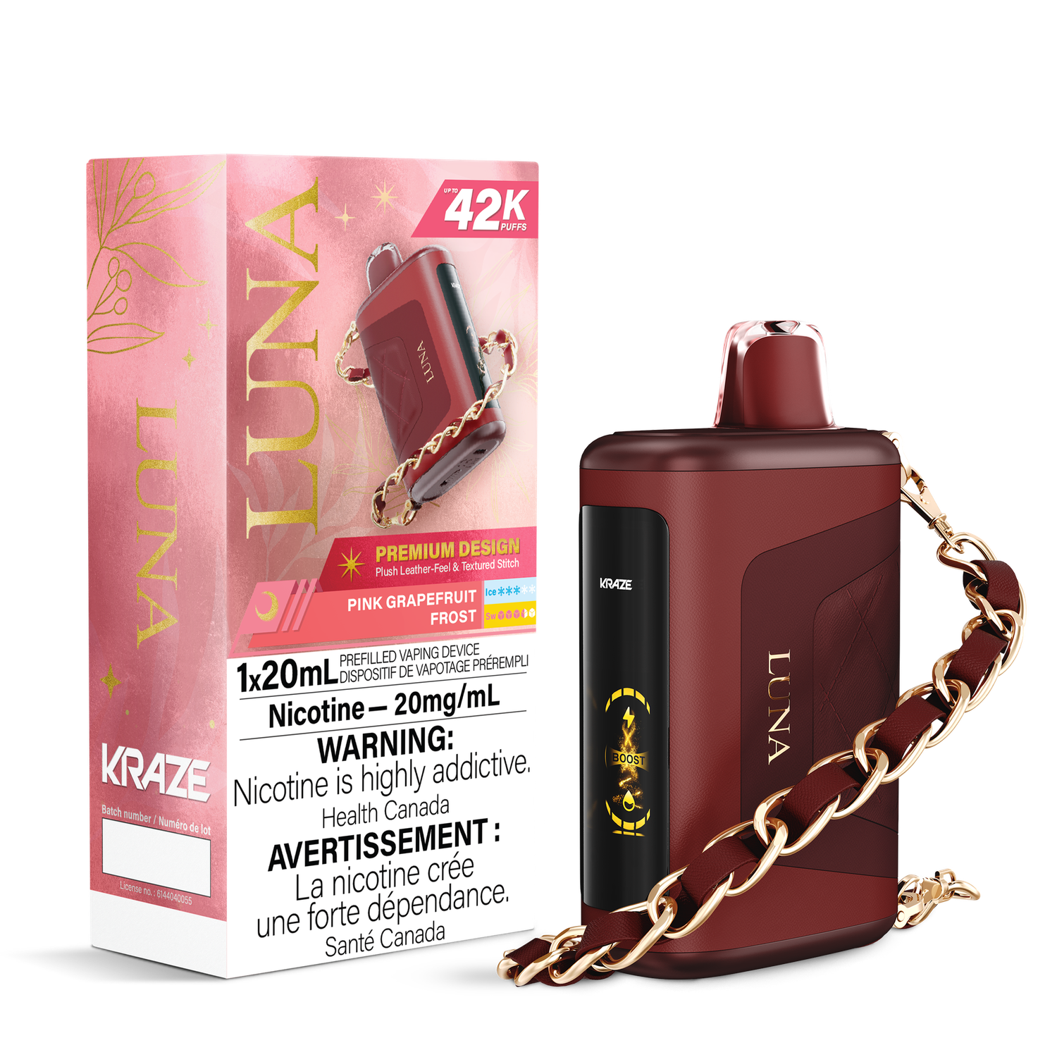 Pink Grapefruit Frost - Kraze Luna Disposable, Nicotine: 20mg