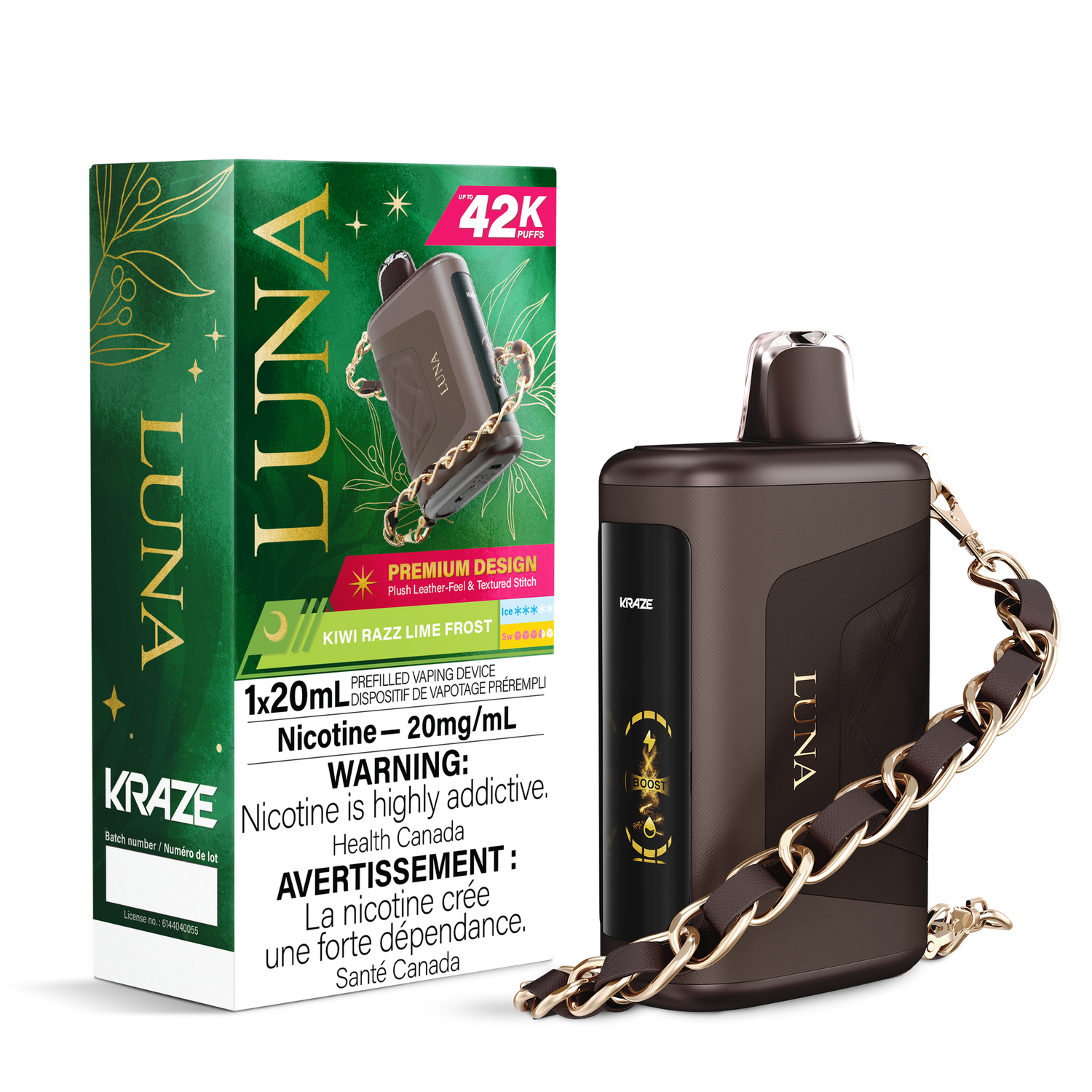 Kiwi Razz Lime Frost - Kraze Luna Disposable, Nicotine: 20mg