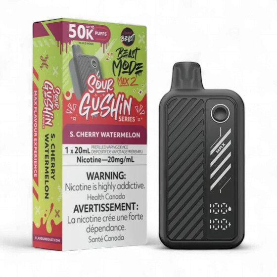 Sour Gushin' S. Cherry Watermelon - Flavour Beast Beast Mode Max 2 Disposable, Nicotine: 20mg