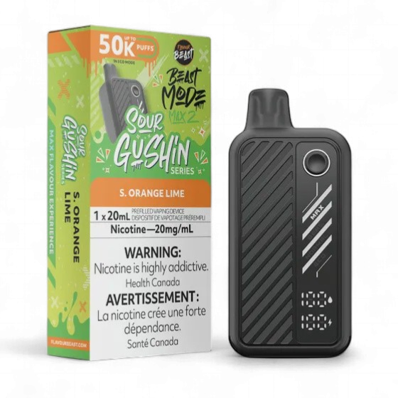 Sour Gushin' S. Orange Lime - Flavour Beast Beast Mode Max 2 Disposable, Nicotine: 20mg