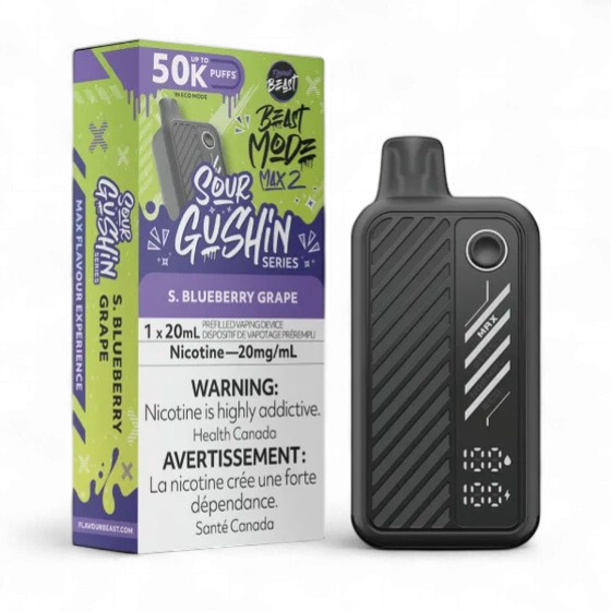 Sour Gushin' S. Blueberry Grape - Flavour Beast Beast Mode Max 2 Disposable, Nicotine: 20mg