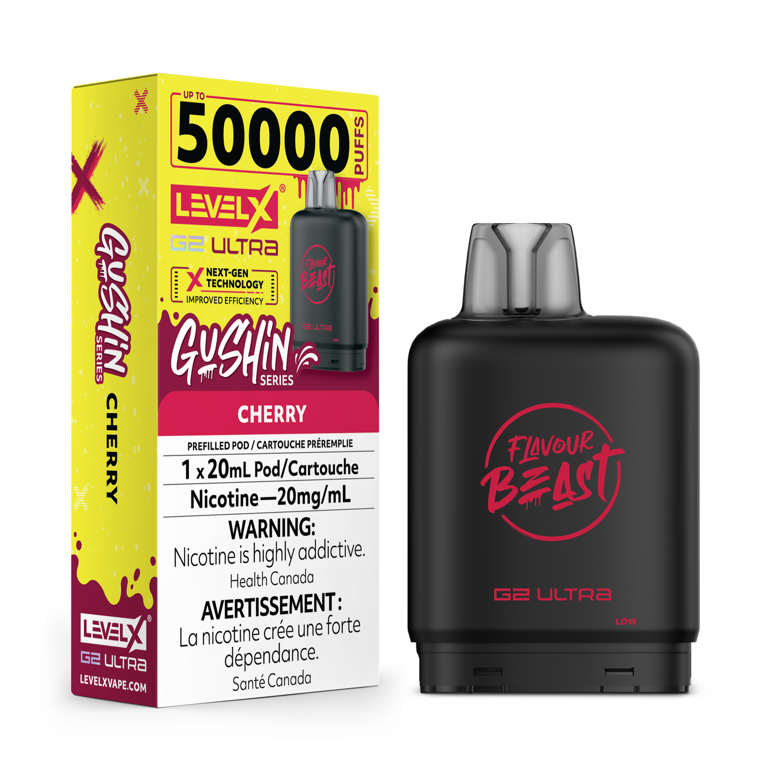 Gushin' Cherry Flavour Beast Level X G2 Ultra Pod, Nicotine: 20mg