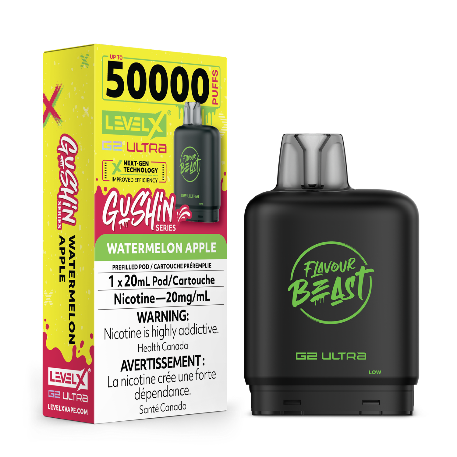 Gushin' Watermelon Apple Flavour Beast Level X G2 Ultra Pod, Nicotine: 20mg