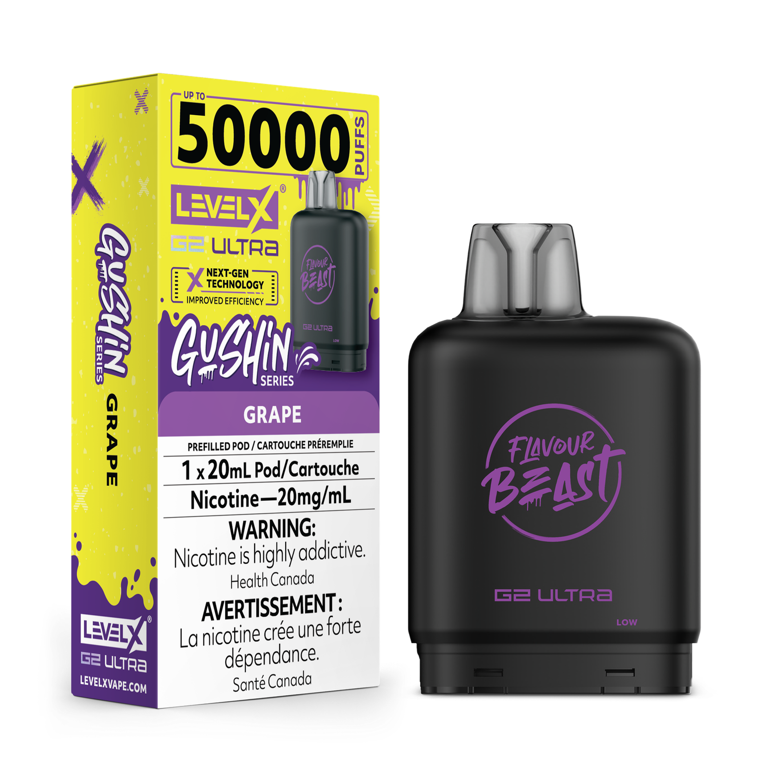 Gushin' Grape Flavour Beast Level X G2 Ultra Pod, Nicotine: 20mg