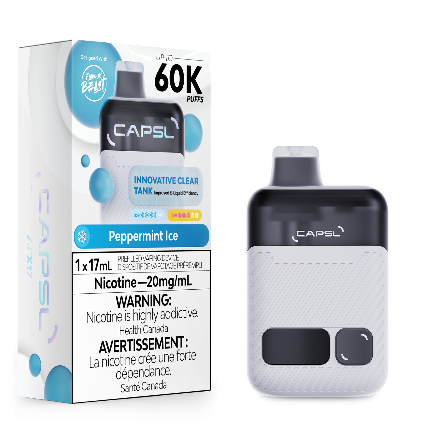 Peppermint Ice - Flavour Beast CAPSL 60K Disposable, Nicotine: 20mg