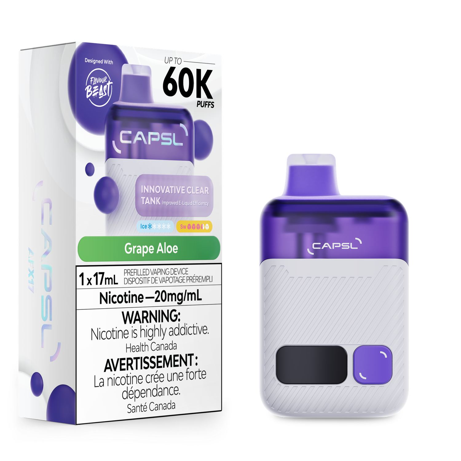 Grape Aloe - Flavour Beast CAPSL 60K Disposable, Nicotine: 20mg