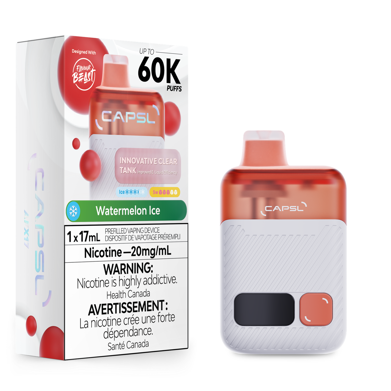 Watermelon Ice - Flavour Beast CAPSL 60K Disposable, Nicotine: 20mg