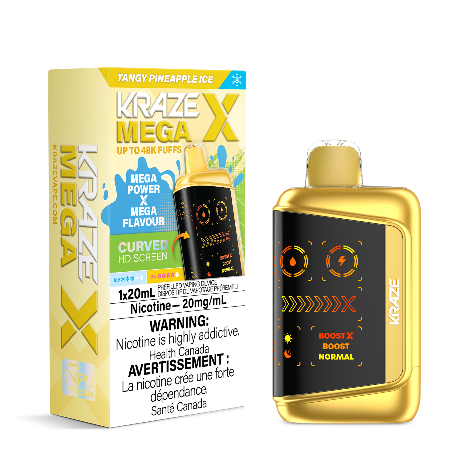 Tangy Pineapple Ice - Kraze Mega X Disposable, Nicotine: 20mg