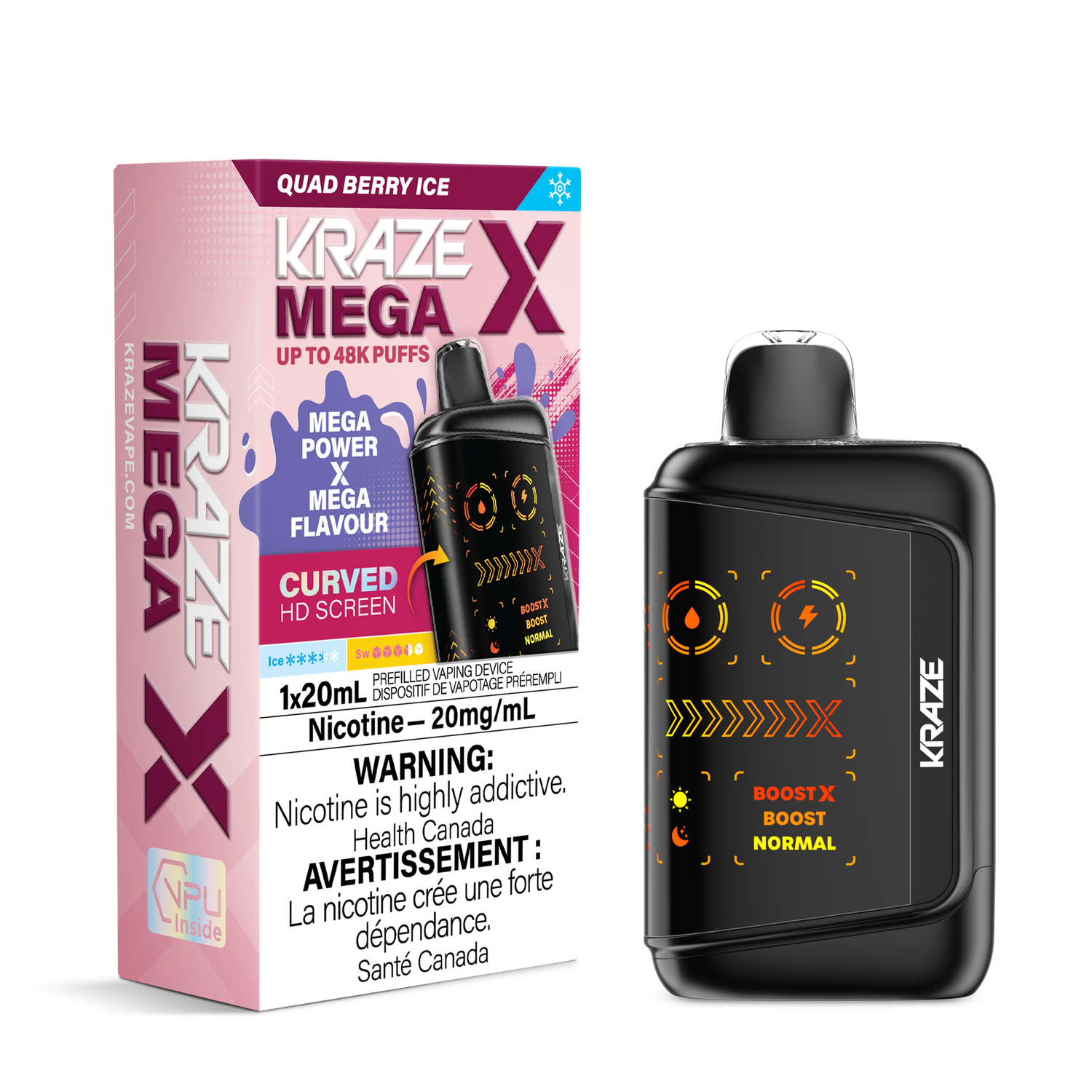 Quad Berry Ice - Kraze Mega X Disposable, Nicotine: 20mg