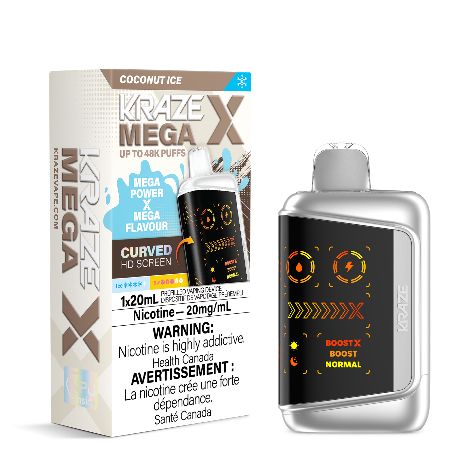 Coconut Ice - Kraze Mega X Disposable, Nicotine: 20mg