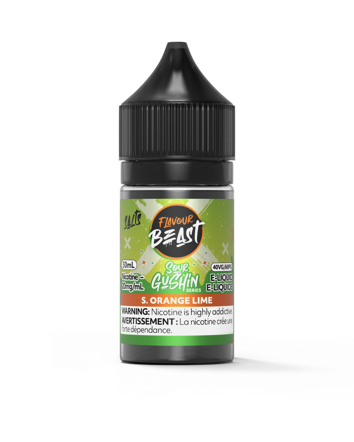 Sour Gushin' S. Orange Lime by Flavour Beast Salt, Nicotine: 20mg, Size: 30ml