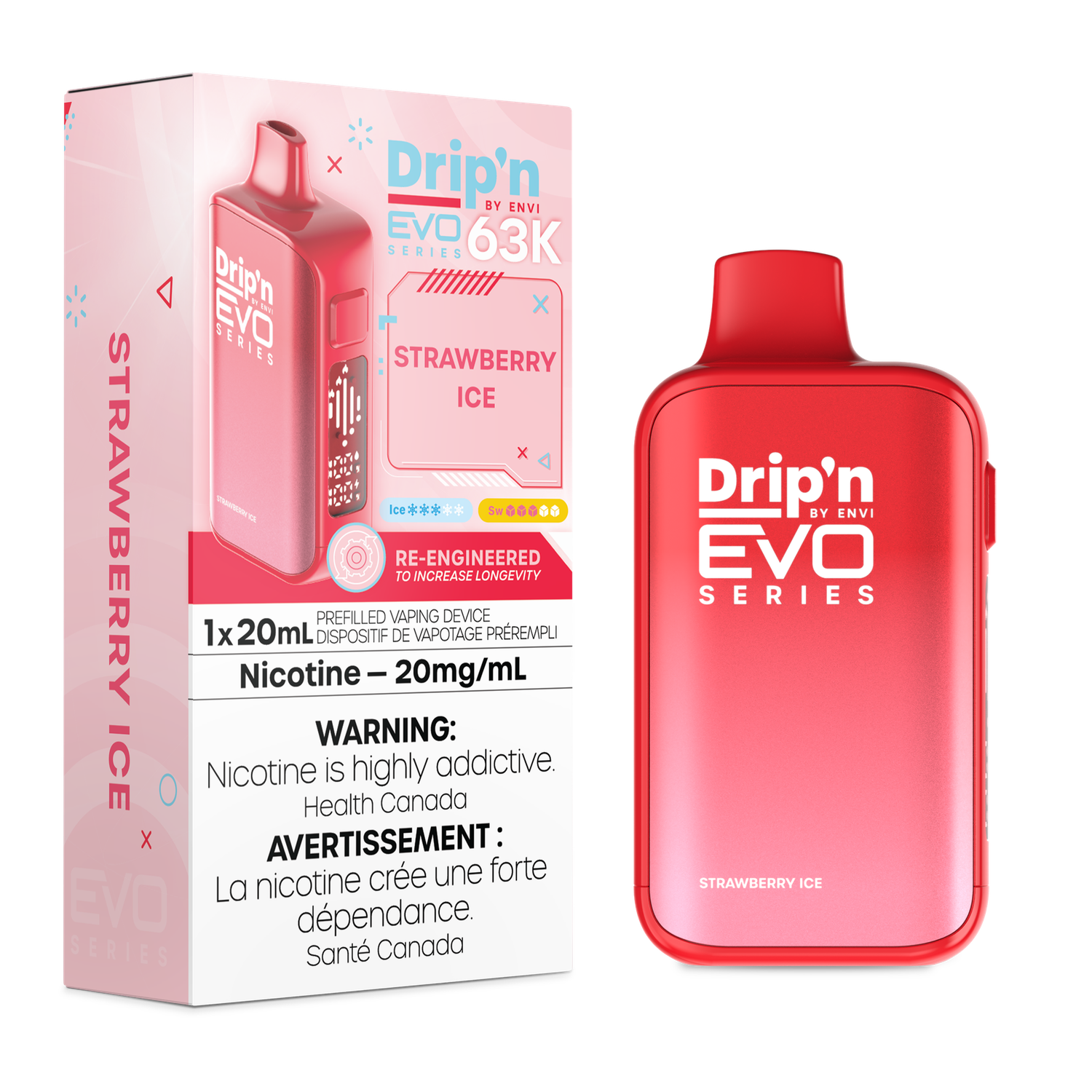 Strawberry Ice - Drip'n by Envi Evo 63K Disposable, Nicotine: 20mg