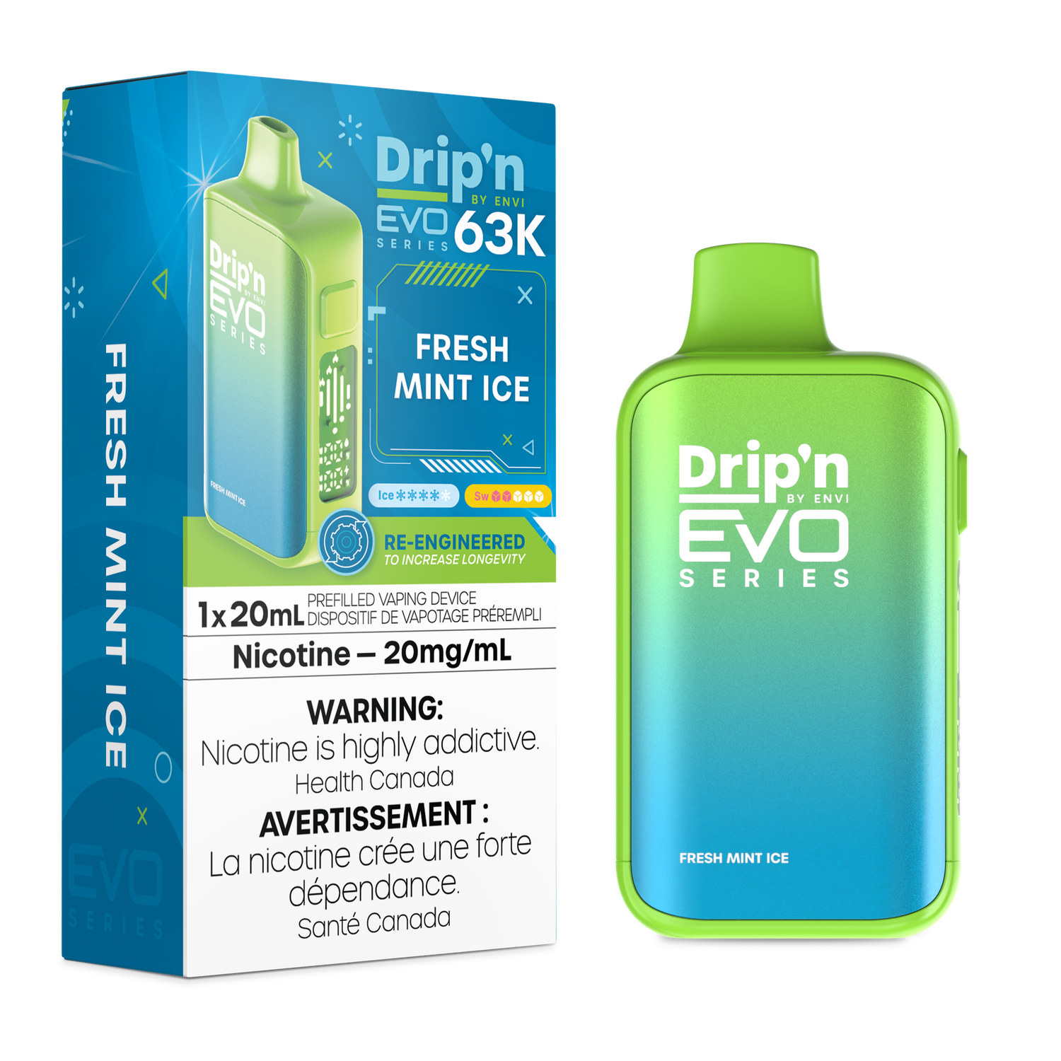 Fresh Mint Ice - Drip'n by Envi Evo 63K Disposable, Nicotine: 20mg