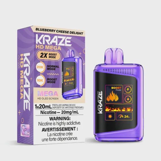 Blueberry Cheese Delight - Kraze HD Mega 20K Disposable, Nicotine: 20mg