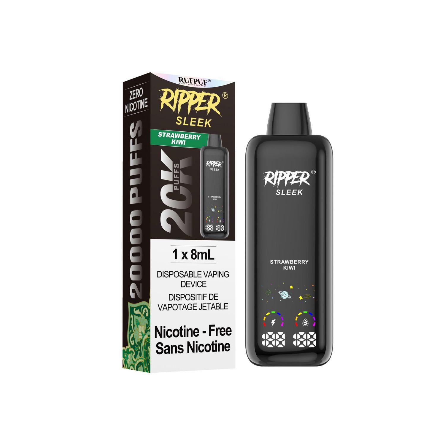 Strawberry Kiwi - Ripper Sleek, Nicotine: 0mg