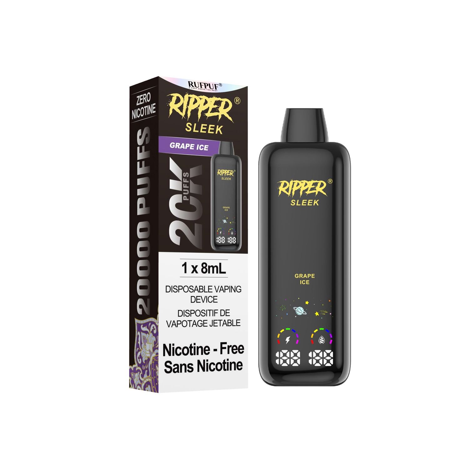 Grape Ice - Ripper Sleek, Nicotine: 0mg