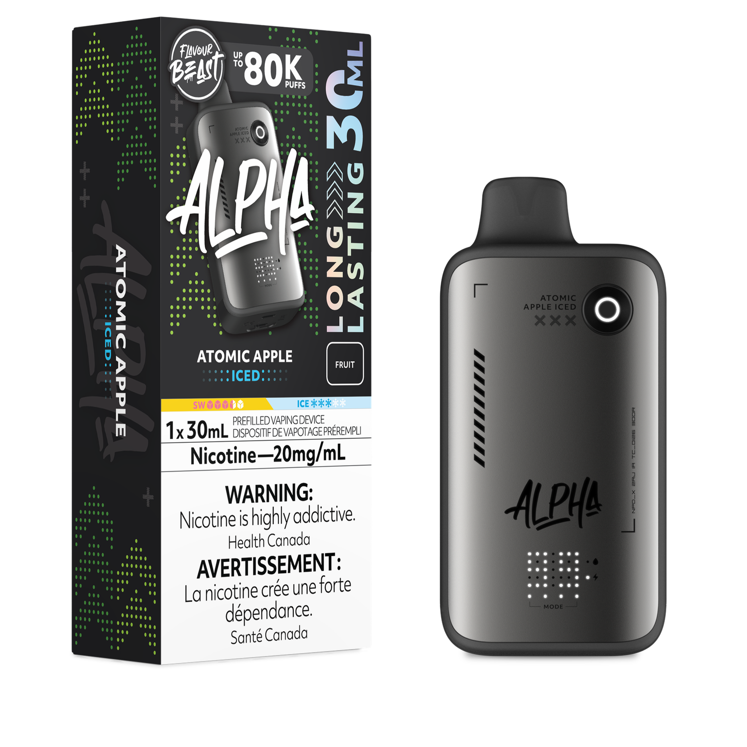 Atomic Apple Iced - Flavour Beast Alpha 80K Disposable, Nicotine: 20mg