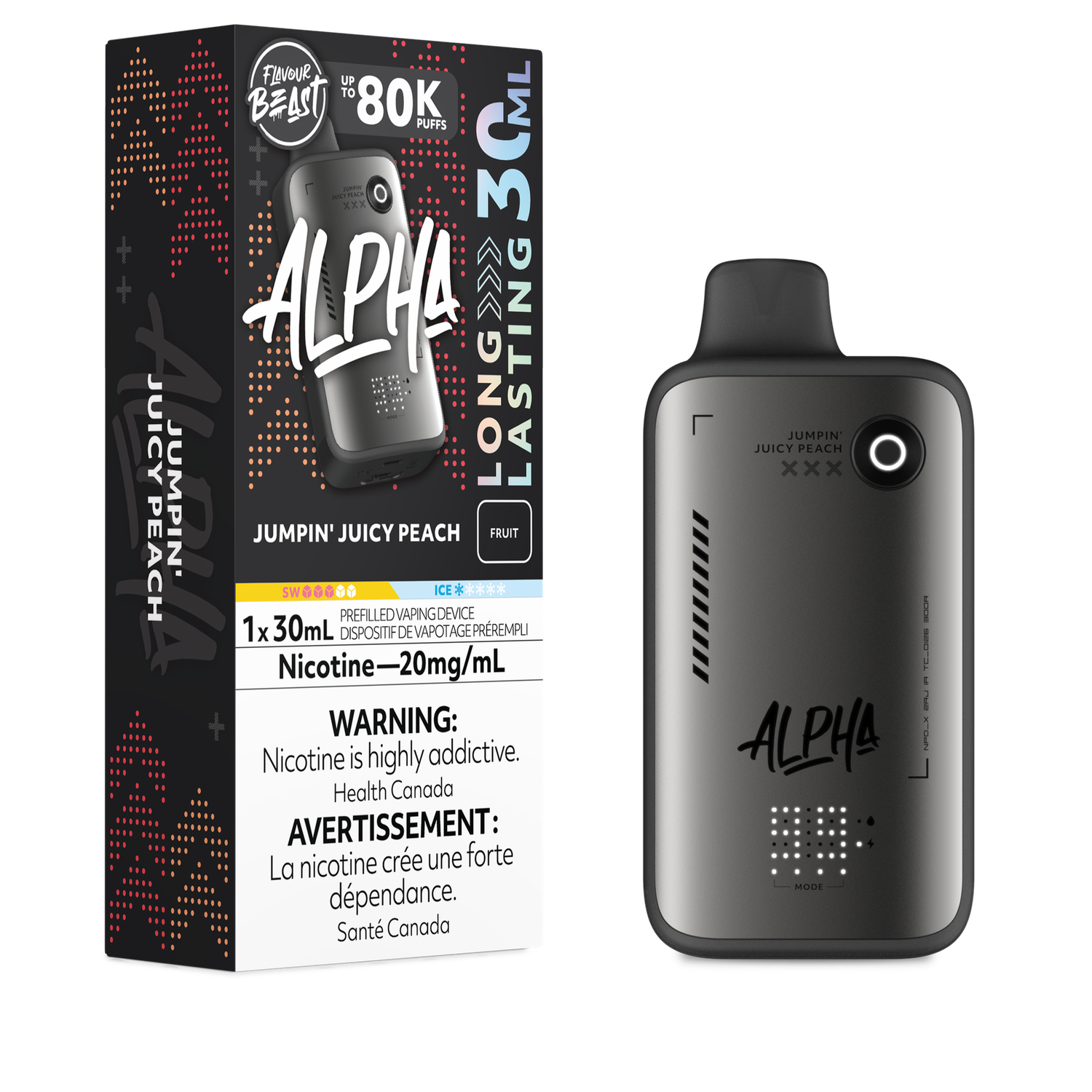 Jumpin' Juicy Peach - Flavour Beast Alpha 80K Disposable, Nicotine: 20mg